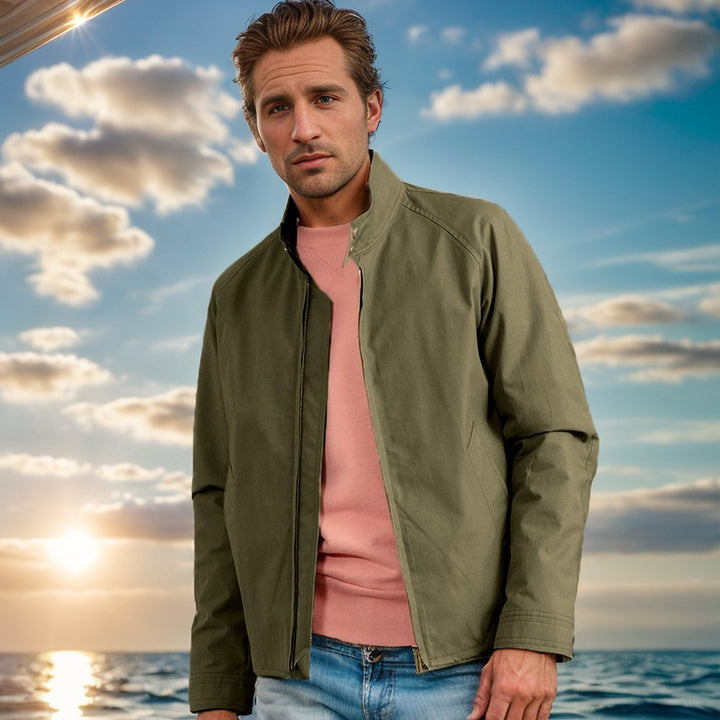 Herren lässige Übergangsjacke mit Stehkragen und praktischen Taschen Drune