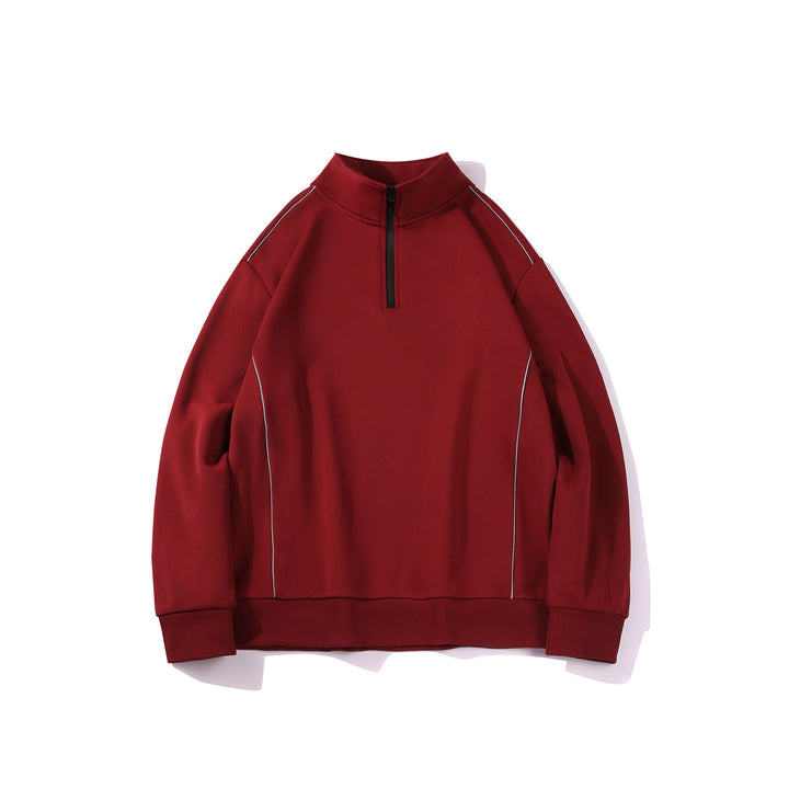 Herren Halfzip-Sweatshirt mit Stehkragen, reflektierenden Kedernähten und geripptem Saum Drune
