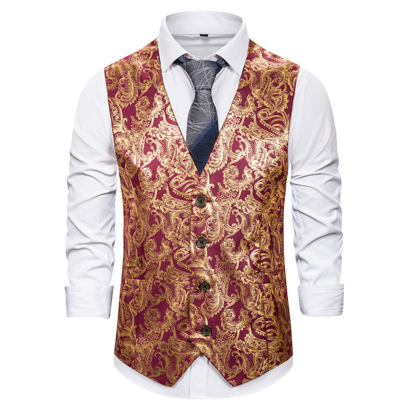 Herren elegante Brokat-Weste im luxuriösen Design Drune