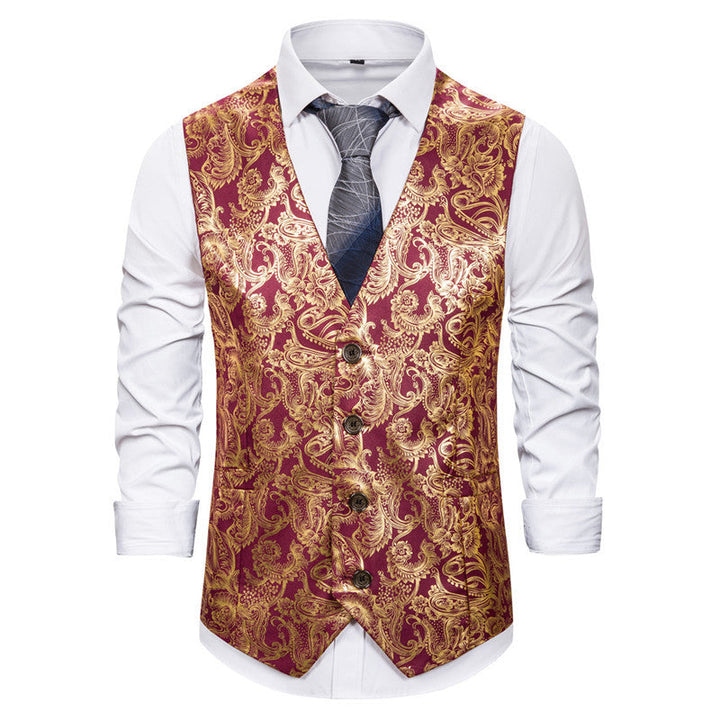 Herren elegante Brokat-Weste im luxuriösen Design Drune