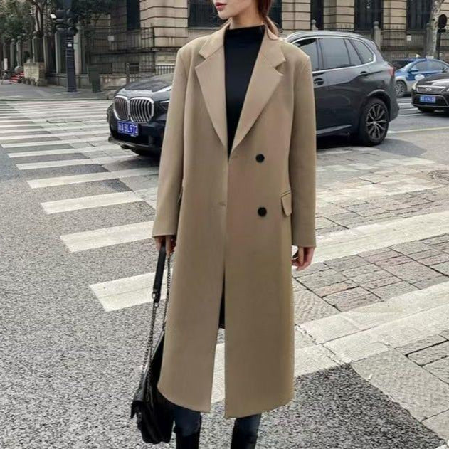 Damen Eleganter Doppelreiher-Mantel Drune