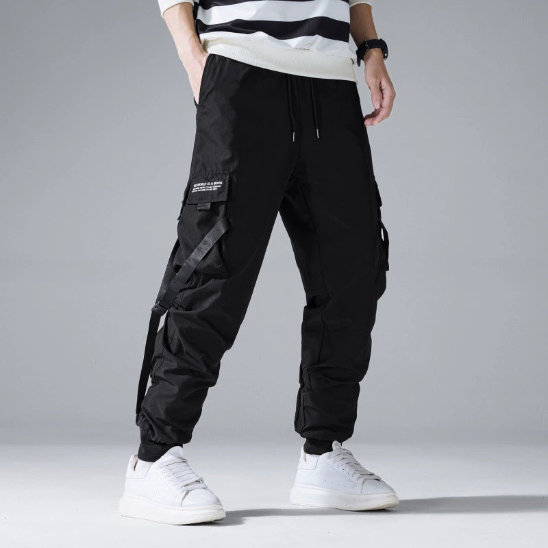 Herren Tech-Cargo-Jogginghose mit Multifachtaschen, Zugbändern & elastischen Bündchen Drune
