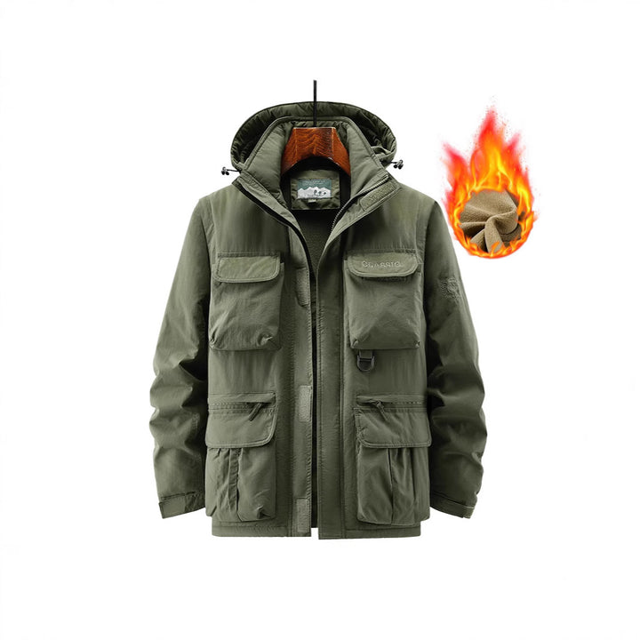 Herren Outdoor-Fieldjacke mit fleecegefüttertem Thermoinnenfutter und Multifachtaschen Drune