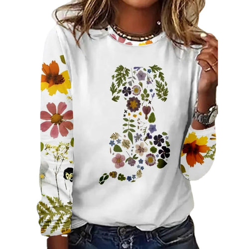 Drune | Floral Rundhalsausschnitt T-Shirt