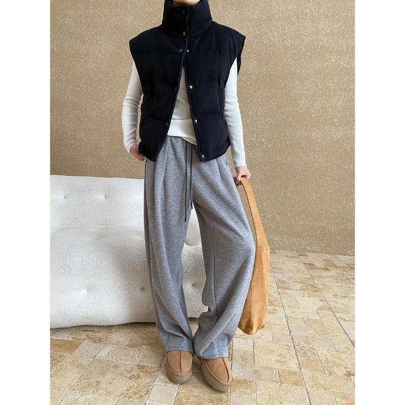 Damen lässige Langjacke mit hochschließendem Kragen und seitlichen Taschen Drune