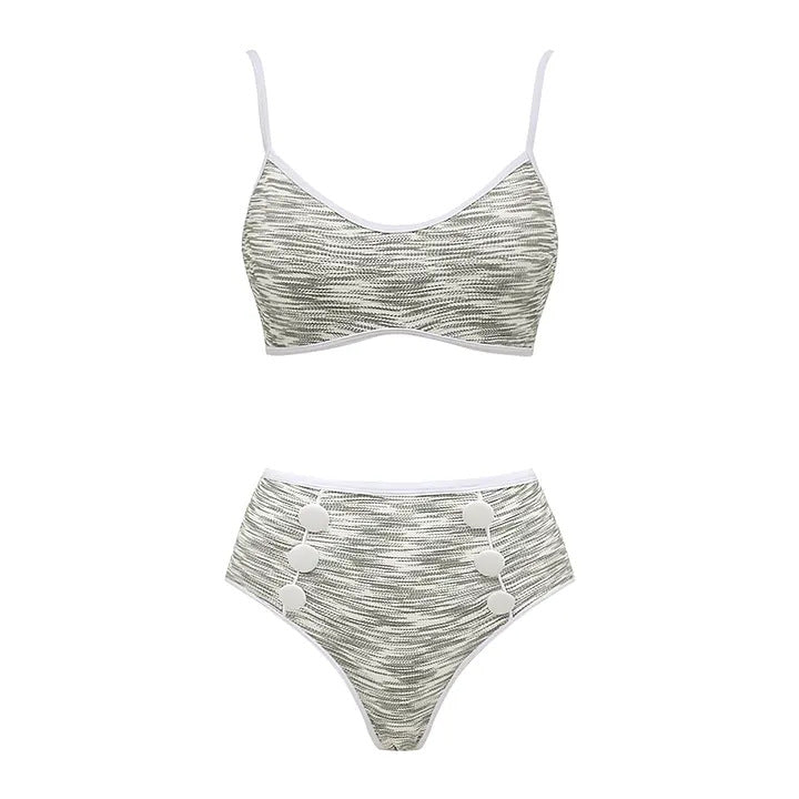Damen Bikini-Set mit hochtailliertem Höschen und modischem Oberteil Drune