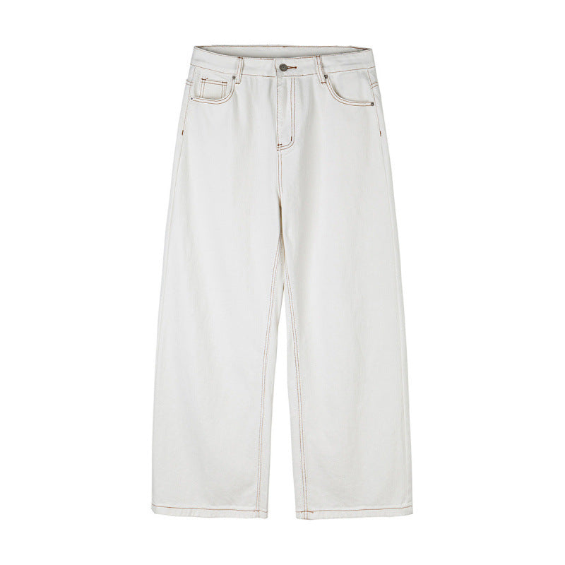 Damen Weite High-Waist Culotte-Jeans mit sichtbaren Kontrastnähten Drune