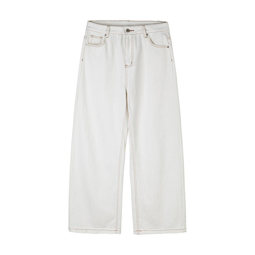 Damen Weite High-Waist Culotte-Jeans mit sichtbaren Kontrastnähten Drune
