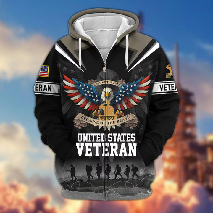 Herren Kapuzensweater mit amerikanischem Veteranenmotiv Drune