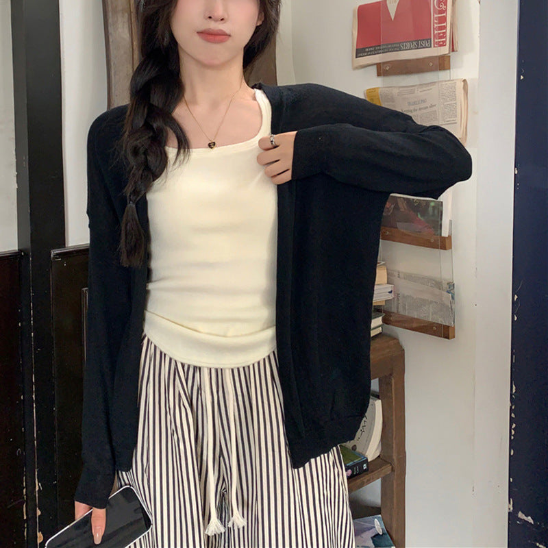 Damen lässiger Strickcardigan mit weitem Schnitt und feinen Details Drune