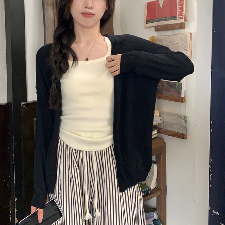 Damen lässiger Strickcardigan mit weitem Schnitt und feinen Details Drune