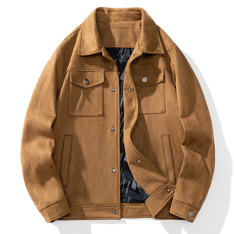 Herren Overshirt aus Kunstleder mit Hemdkragen und Pattentaschen Drune