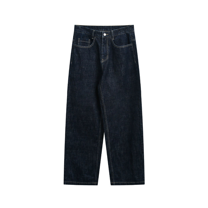 Damen Hochtaillierte verkürzte Jeanshose mit weitem Bein und sichtbaren Steppnähten Drune