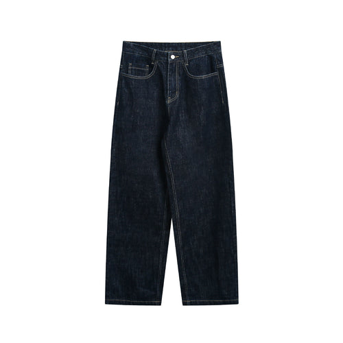 Damen Hochtaillierte verkürzte Jeanshose mit weitem Bein und sichtbaren Steppnähten Drune