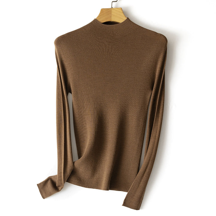 Damen Feinstrick-Longsleeve mit kurzem Stehkragen und schlanker Silhouette Drune