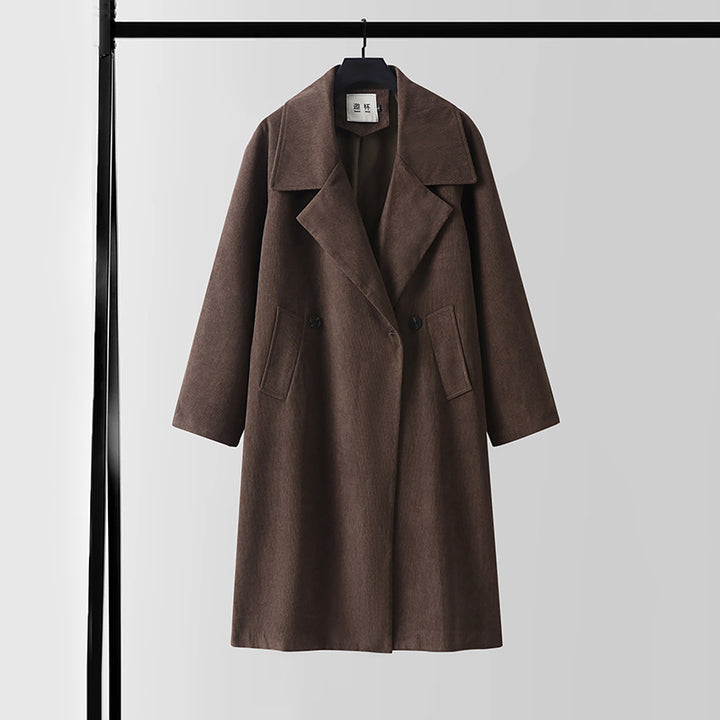 Damen Oversize Wollmix-Mantel mit breitem Revers und verdeckter Doppelknopfleiste Drune