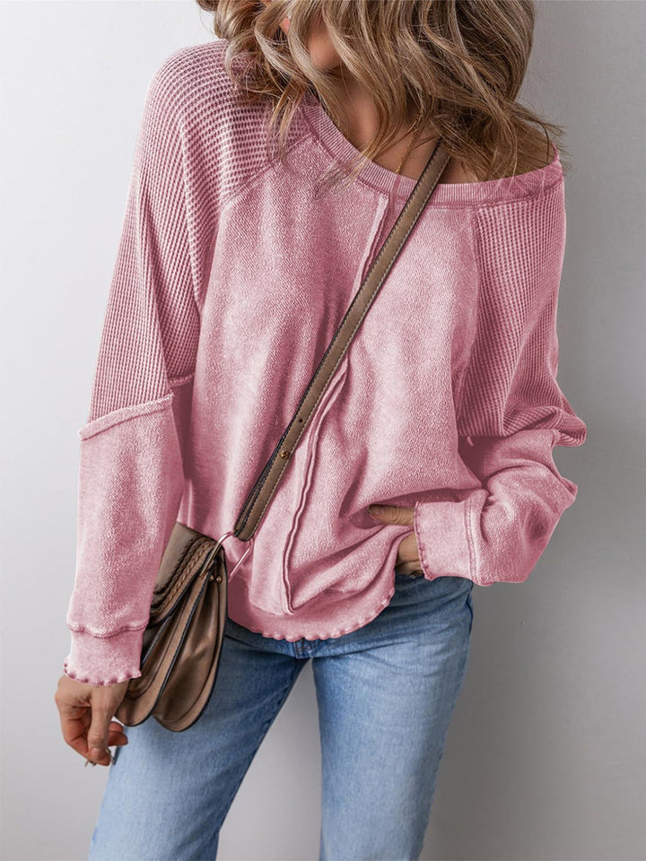 Damen lässiger Pullover mit weitem Ausschnitt Drune