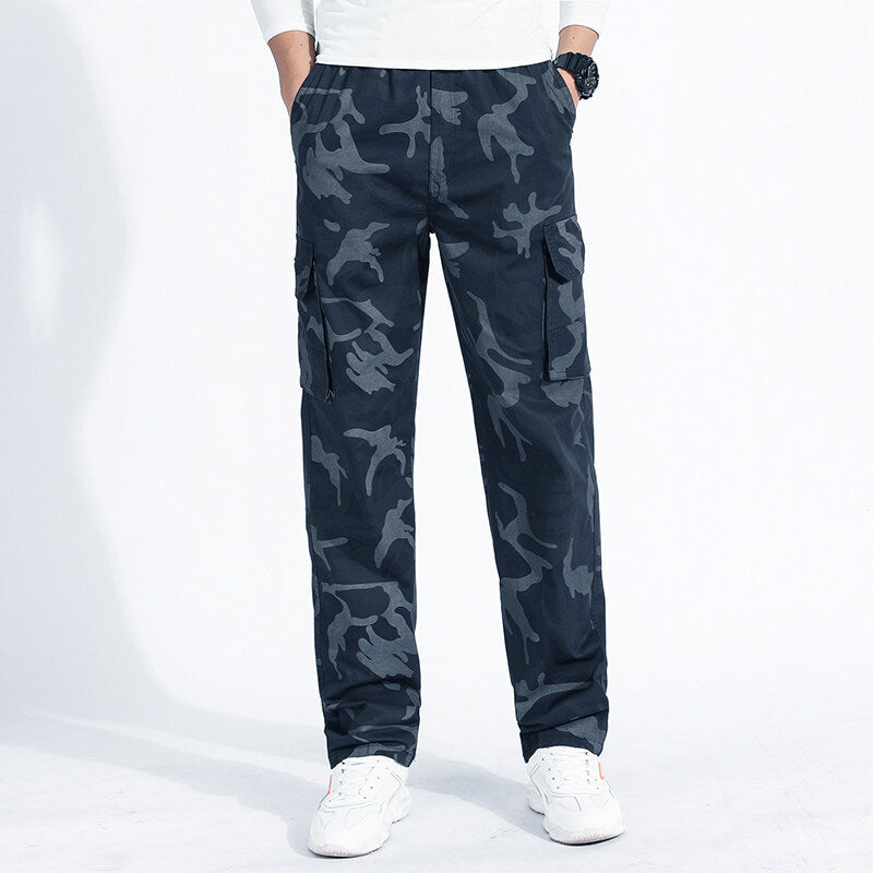Herren Camouflage Cargohose im Army‑Stil mit geradem Schnitt, Mehrfach‑Taschen & robusten Nähten Drune