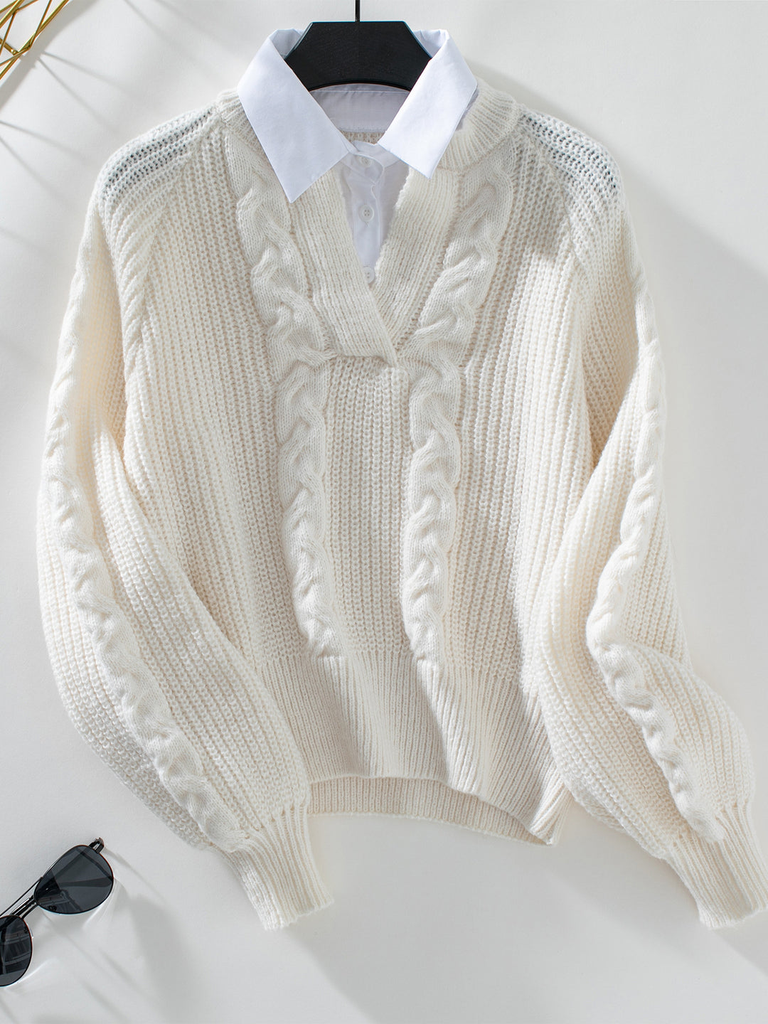 Damen Strickpullover mit stylischem Kragen Drune