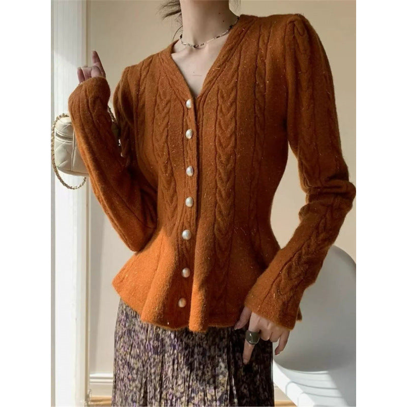 Damen Strickjacke mit tailliertem Schnitt und Zopfmuster Drune