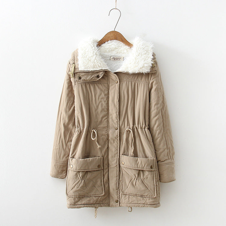 Damen nan winterlicher Parka mit kuscheligem Sherpa-Kragen, taillierendem Tunnelzug und aufgesetzten Klappentaschen Drune