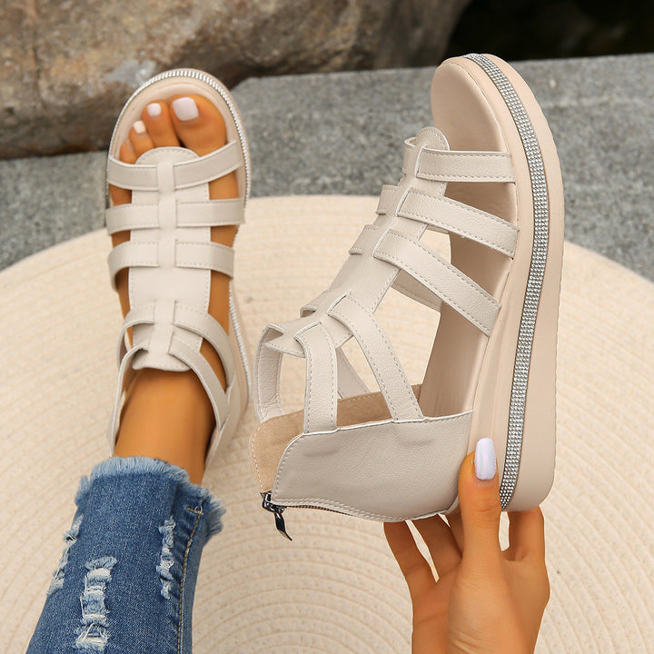 Damen Wedge-Sandaletten mit atmungsaktivem Obermaterial und eleganten Riemendetails Drune