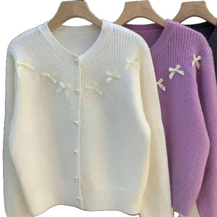 Damen Flauschiger Strickcardigan mit Perlen-Details Drune