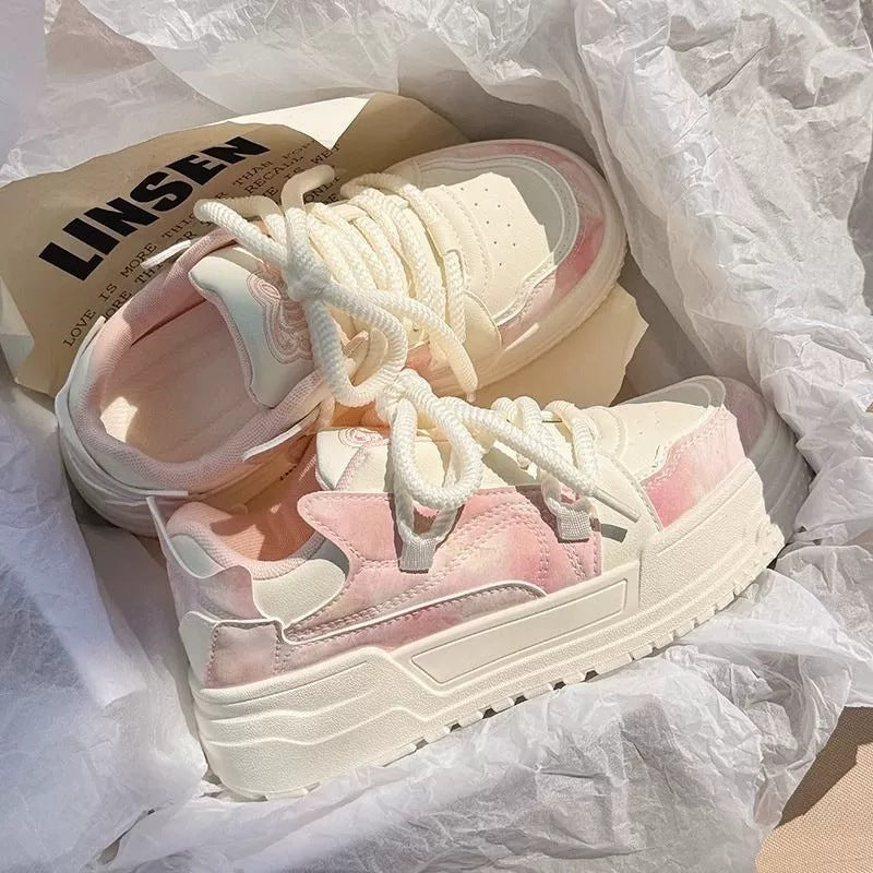 Damen modische Sneaker mit innovativem Plateau-Design und atmungsaktiver Obermaterial-Hybridstruktur Drune