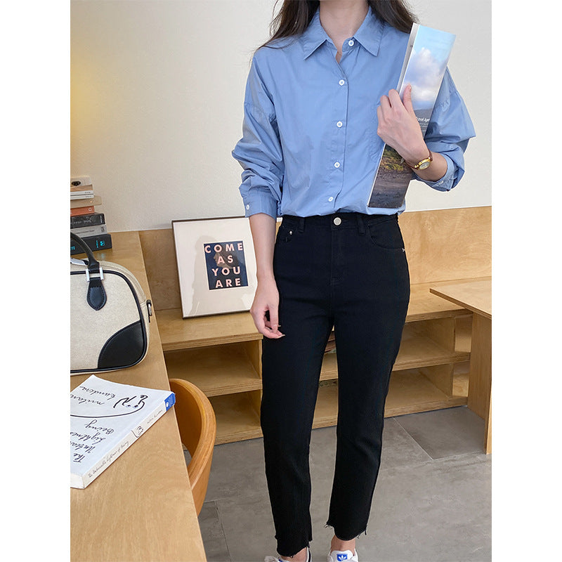 Damen elegante und lässige Bluse mit leichtem Oversize-Schnitt Drune