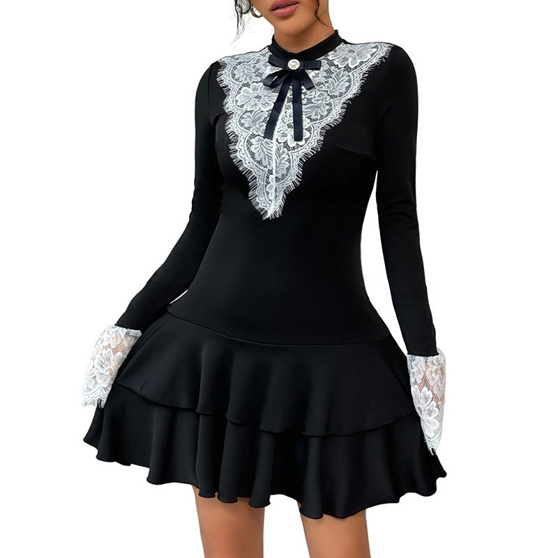 Damen Elegantes Kleid mit Spitzenverzierung Drune