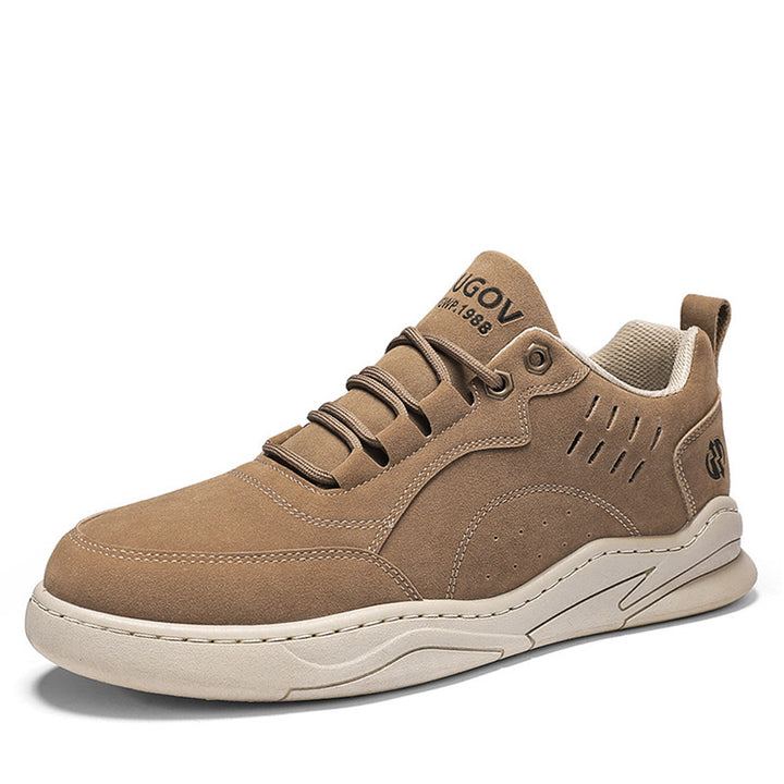 Herren urbaner Veloursleder-Optik City-Sneaker mit gelochter Seitenbelüftung und ergonomischer Plateaulaufsohle Drune