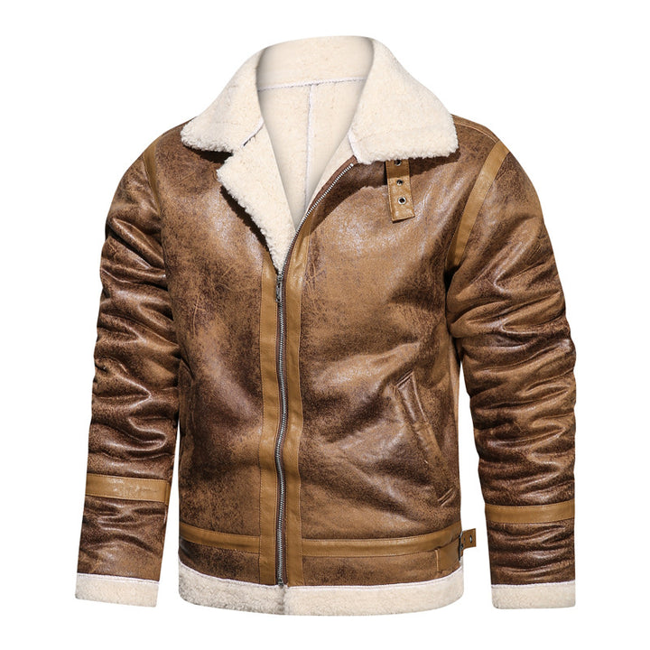 Herren Fliegerjacke mit Lammfellfutter und Vintage Kunstlederoptik Drune