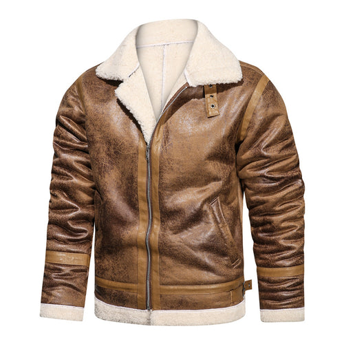 Herren Fliegerjacke mit Lammfellfutter und Vintage Kunstlederoptik Drune