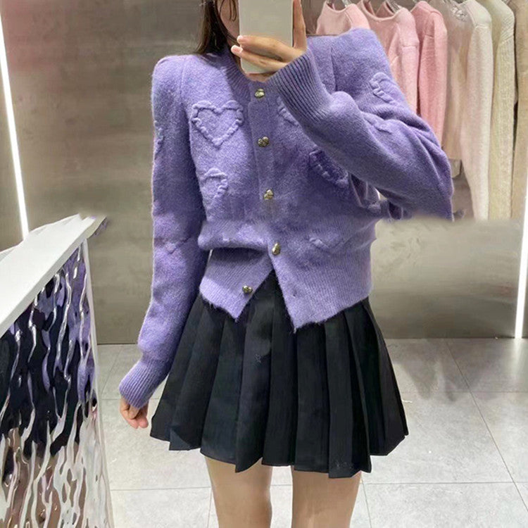 Damen Strickjacke mit herzförmigen Details und Druckknöpfen Drune