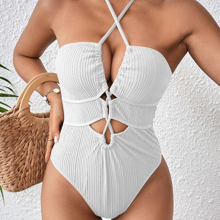 Damen Hochgeschnittener Badeanzug mit Cut-Outs und trendy Riemen Drune