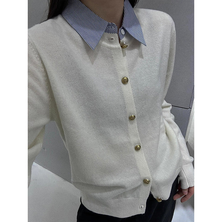 Damen luxuriöser Cardigan mit goldenen Knopfdetails Drune