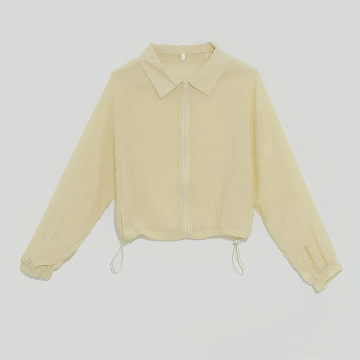 Damen modische cropped Windjacke mit Kordelzug Drune