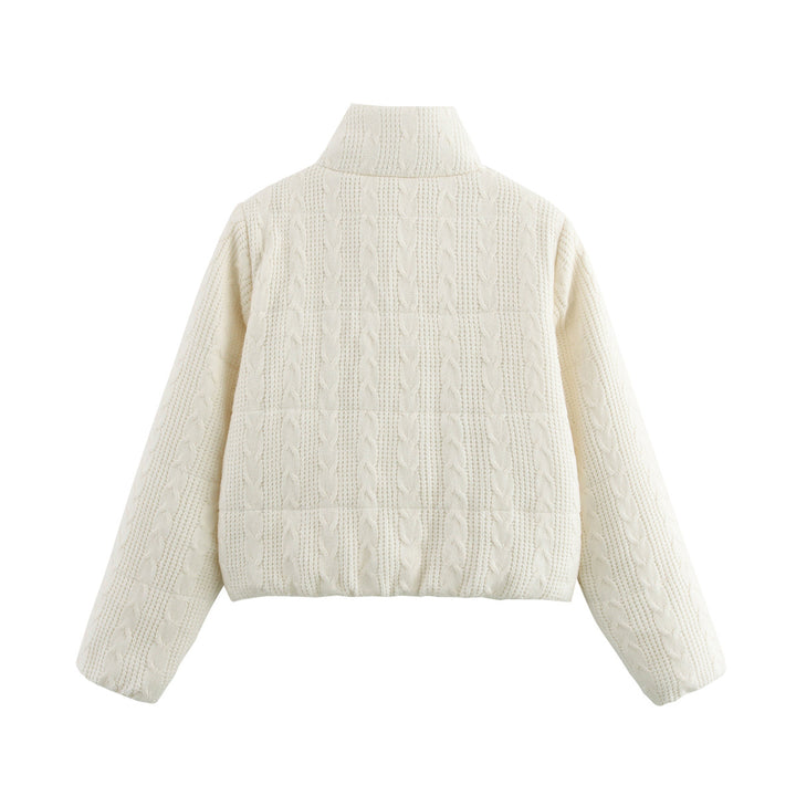 Damen warme Kapuzenjacke aus Strukturstrick Drune