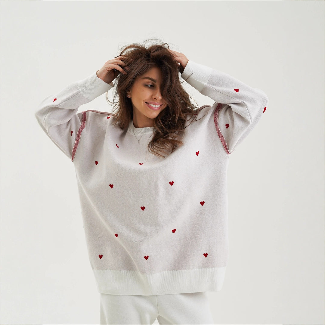 Damen Pullover mit Herzstickerei und lässigem Schnitt Drune