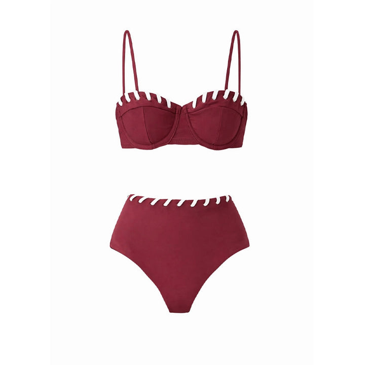 Damen Bikini-Set mit modischem High-Waist-Höschen und Latzhosen von Drune