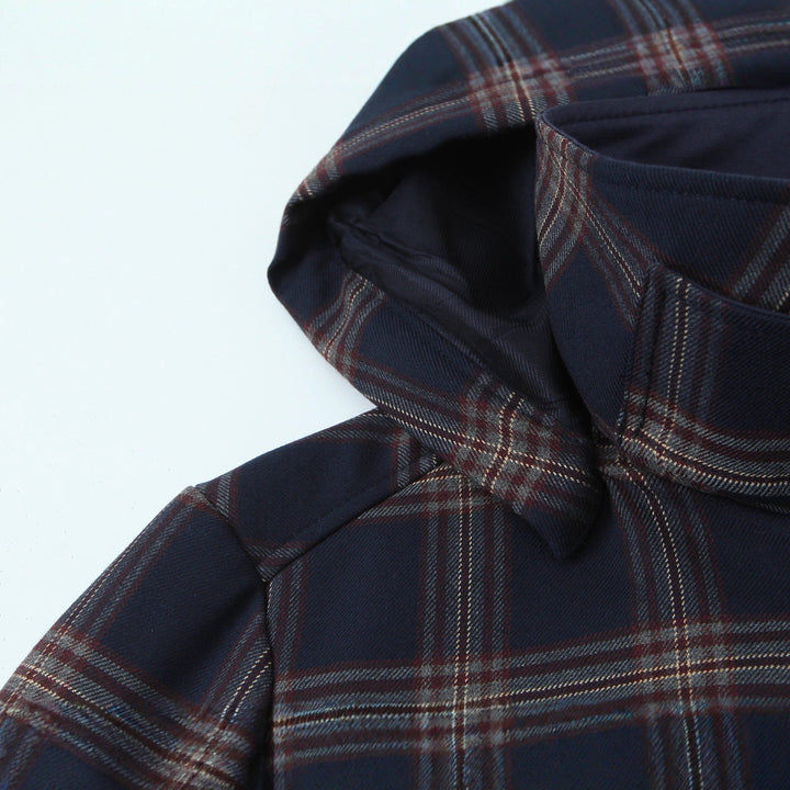 Damen Kurzjacke im Boxy‑Schnitt mit großem Hemdkragen und Karomuster Drune