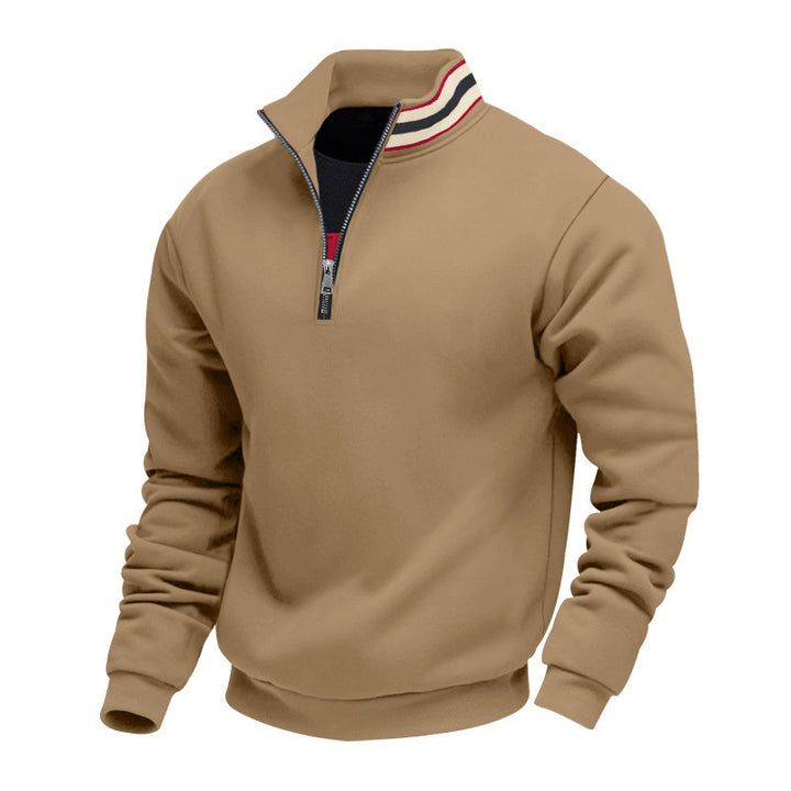 Herren nan Halbzip-Sweatshirt mit sportivem Ringkragen und weichem Fleece-Innenfutter Drune