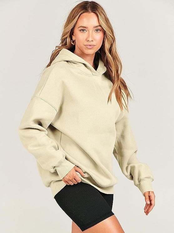 Damen lässiger Kapuzenpullover mit extragroßem Schnitt und weichem Fleece-Material Drune