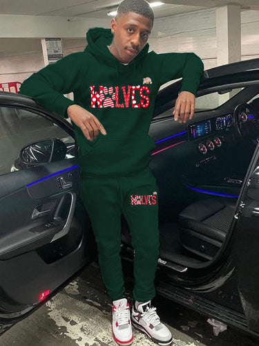 Herren Kapuzenpullover und Jogginghose Set mit auffälligem Grafikdruck Drune