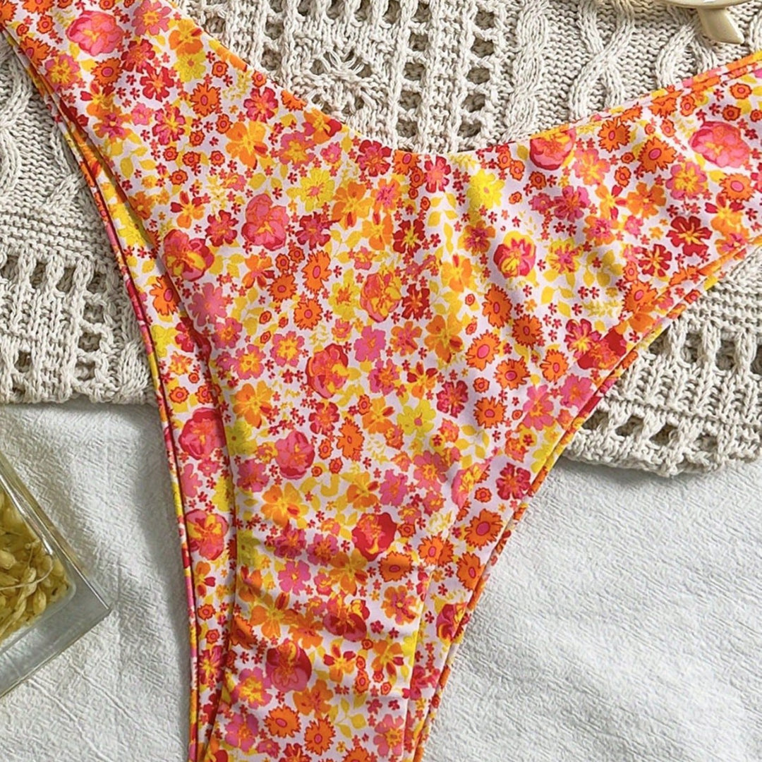 Damen Triangel-Bikini mit fließendem Floral-Design Drune