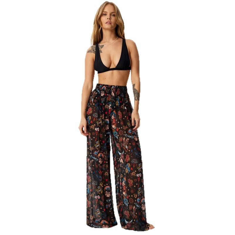 Damen Leggings aus luftiger, transparenter Stoffqualität mit exotischem Muster Drune