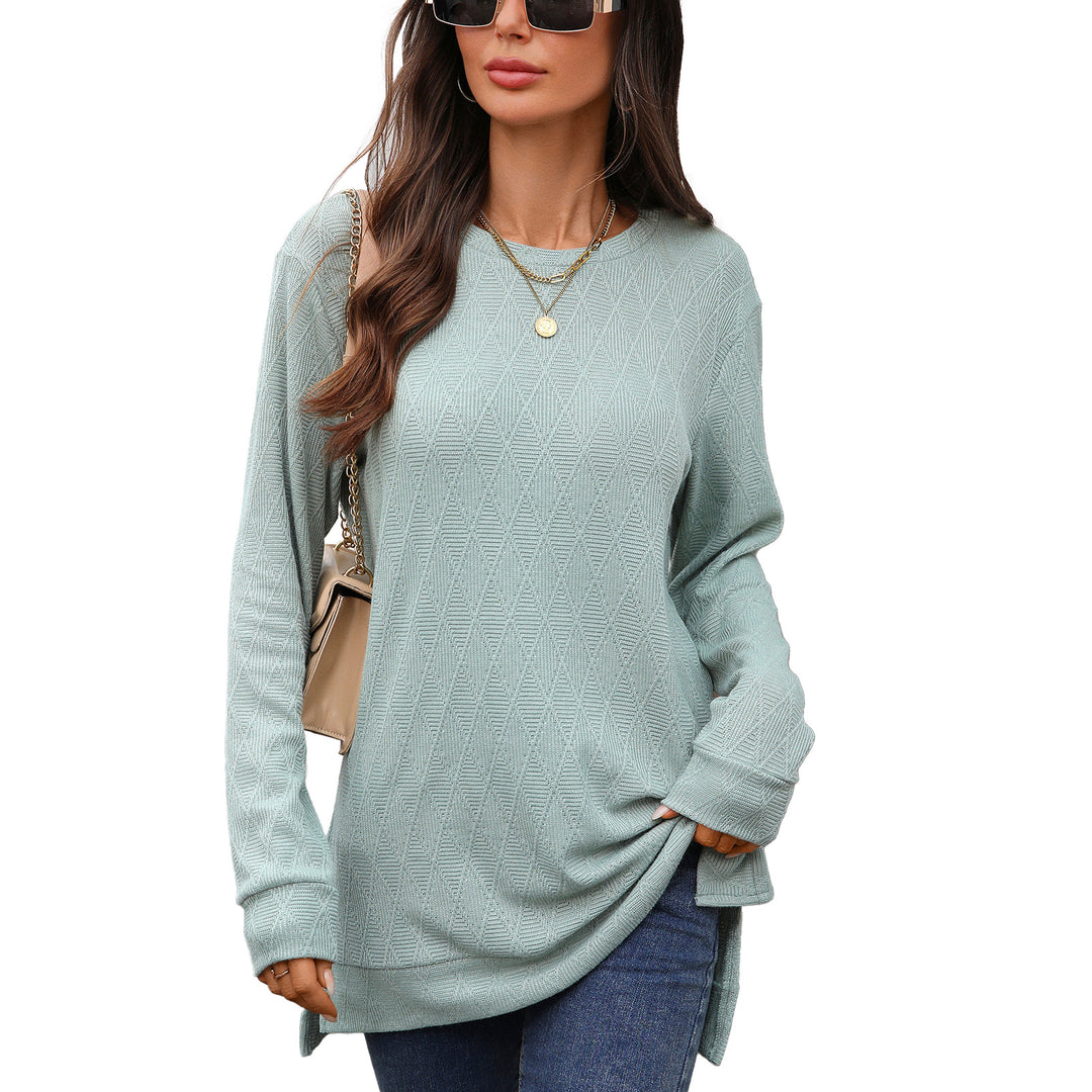 Damen Langarmshirt mit strukturiertem Muster und seitlichen Schlitzen Drune