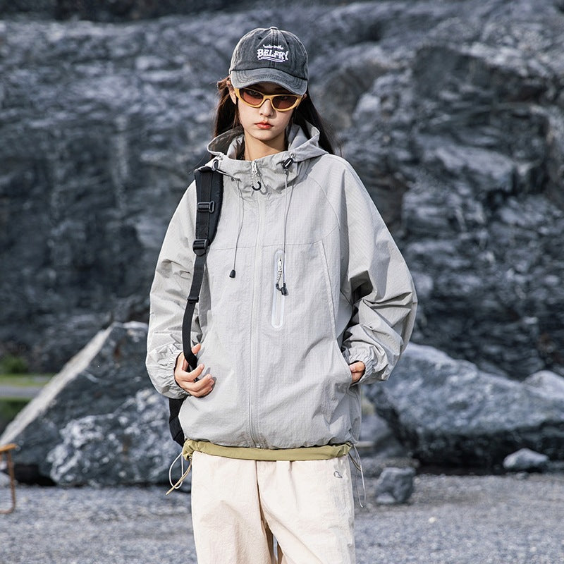 Herren Atmungsaktive Kapuzen-Fieldjacke mit verstaubarer Kapuze und reflektierendem Brustreißverschluss Drune