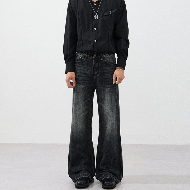 Herren Weite Vintage-inspirierte Five-Pocket-Denim-Jeans im Bodensaum-Baggy-Cut Drune