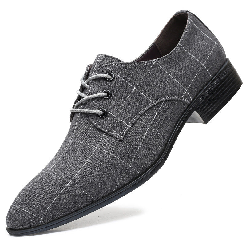 Herren Eleganter kariert-musterierter Derby-Halbschuh mit schmaler Spitzform Drune